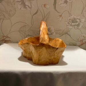 Hand Carved Burl Basket 8.5” by 9” by 9.5” Wood Type Unknown